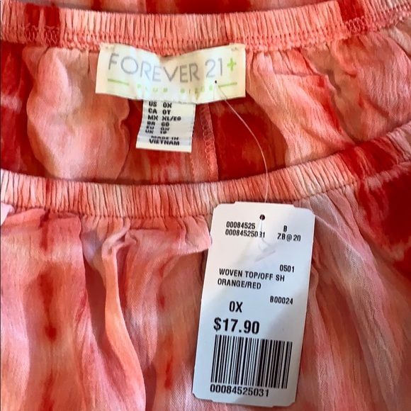 NWT Forever 21 Red & White Tie Dyed Top sz 0X - Picture 6 of 7
